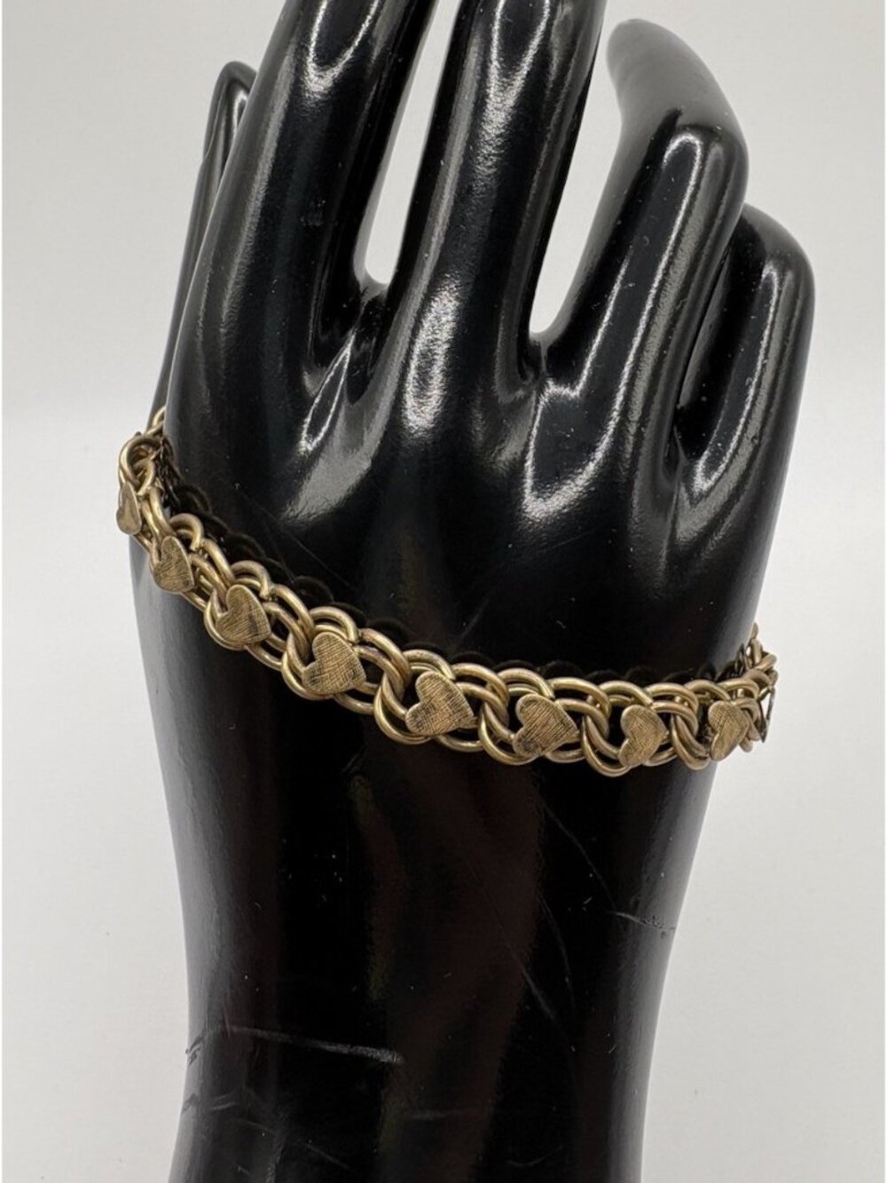 Vintage Elco 1/20 12k Gold Filled Charm Bracelet Hearts Box Clasp 13.9g